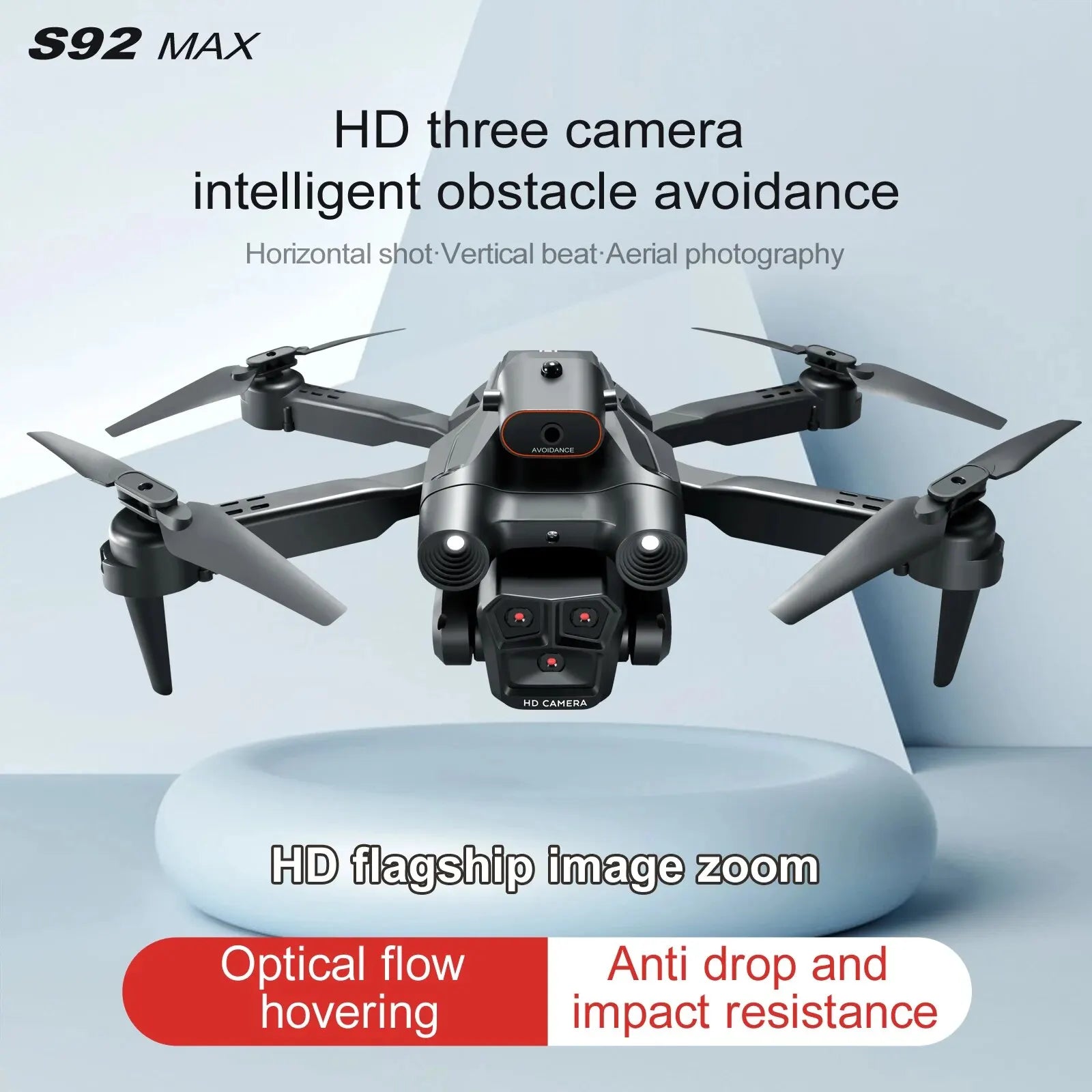 S92 Drone, S92 MAX HD three camera intelligent obstacle avoidance Horizontal shot