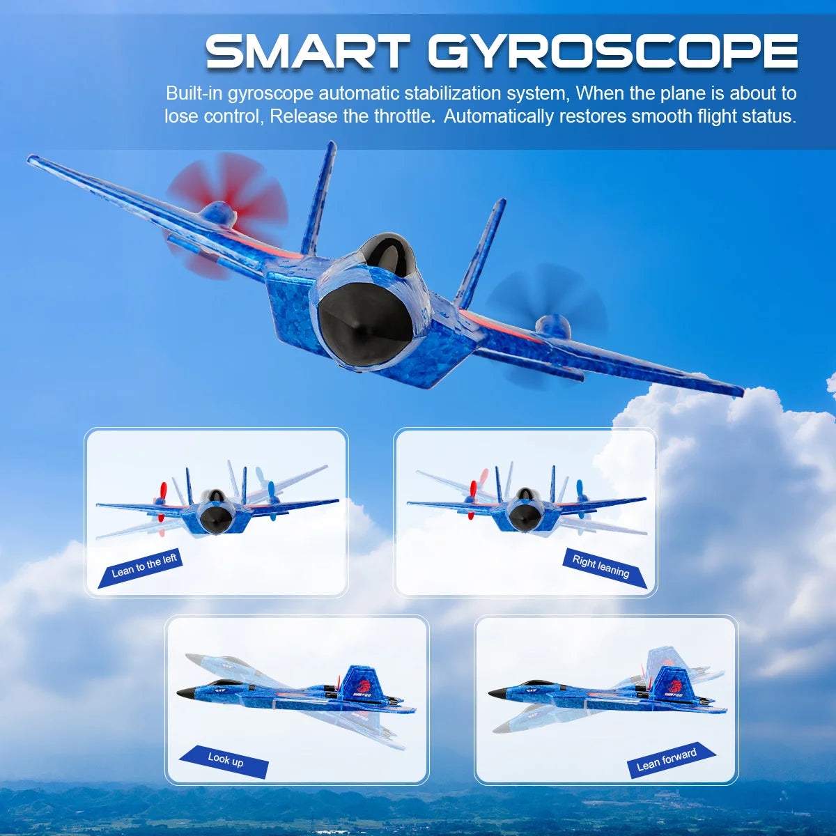 SU-27 RC Plane, built-in gyroscope automatic stabilization system automatically restores smooth flight status
