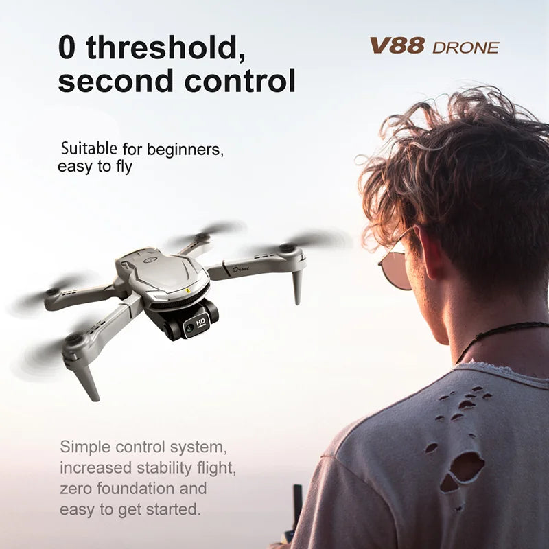 V88 Drone - 8K Professional HD Aerial Dual-Camera Omnidirectional Obstacle Avoidance Drone Quadcopter 5000M 13 V88 Drone, drone second control suitable for beginners, easy to fly simple control system