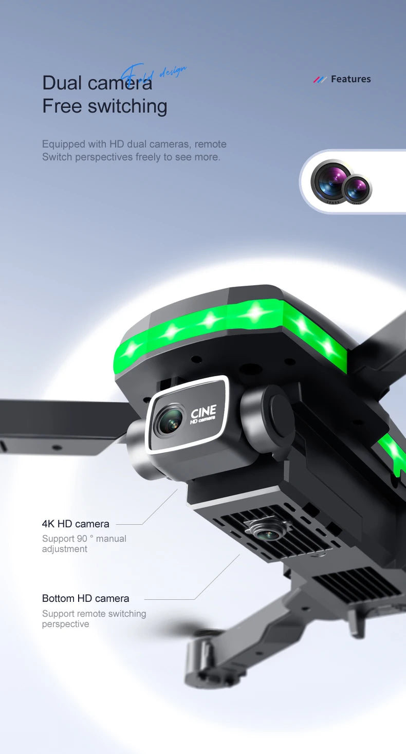 S160 Mini Drone - 4K HD Camera Four-sided Obstacle Avoidance Air Pressure Fixed Height Professional Foldable Quadcopter Toys 24 S160 Mini Drone, desigw dual camera features free switching equipped with hd dual