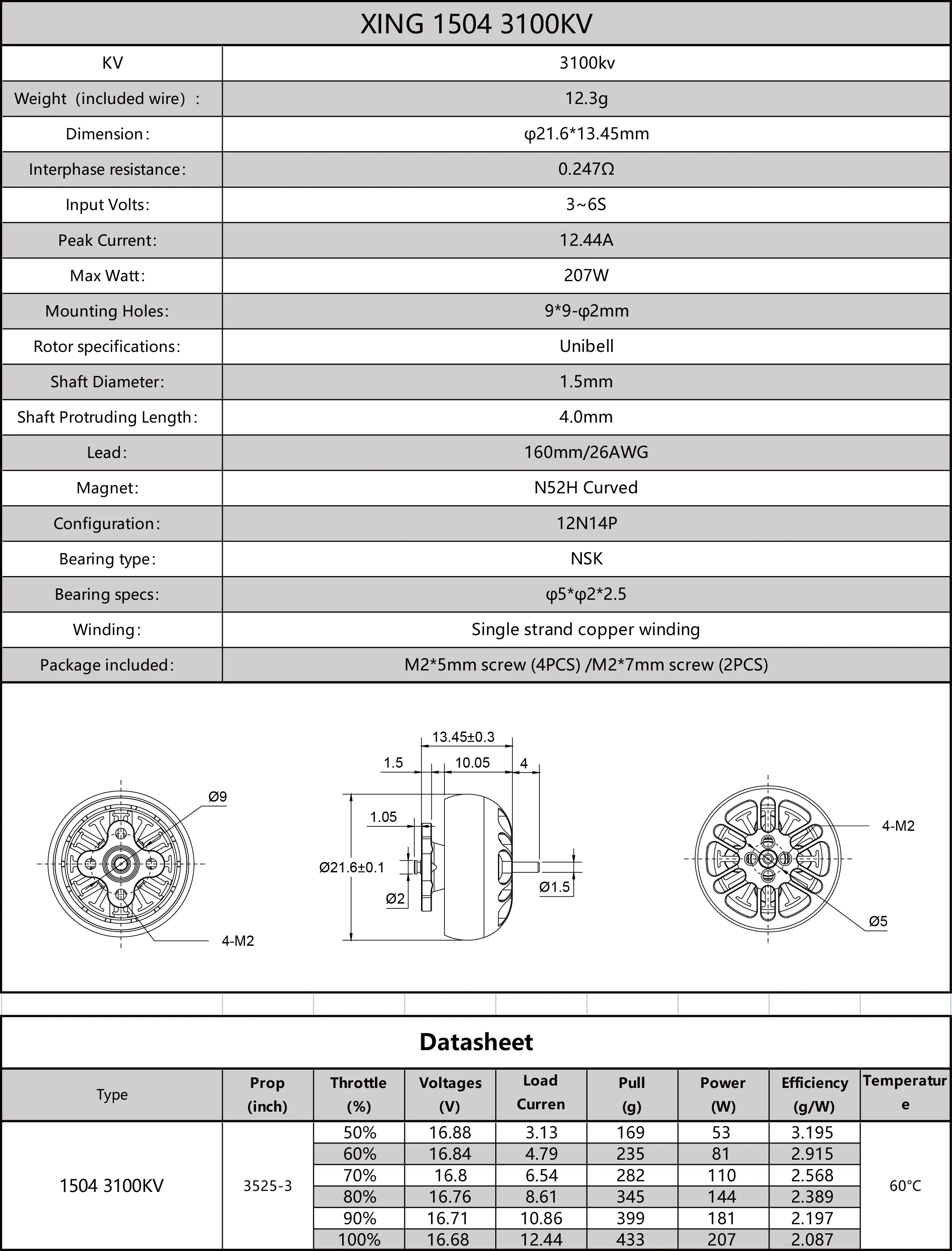 iFlight XING 1504 3100KV 3-6S FPV motor with 1.5mm shaft for FPV drone part 2 iFlight XING 1504 3100KV 3-6S FPV motor, XING 1504 3100KV KV 3100kv Weight (include