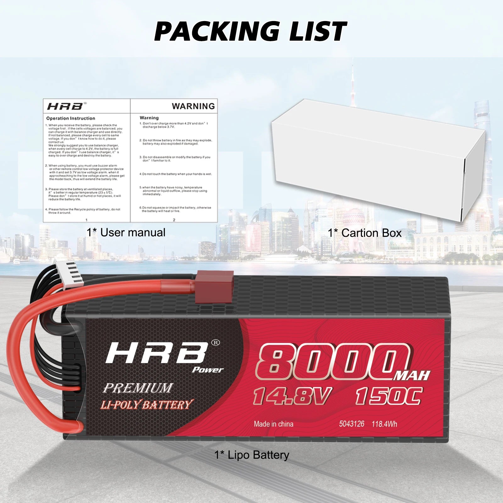 2PCS HRB 7.4V 2S 3S 4S Lipo Battery, PACKING LIST HRB WARNING Drnienth t [na
