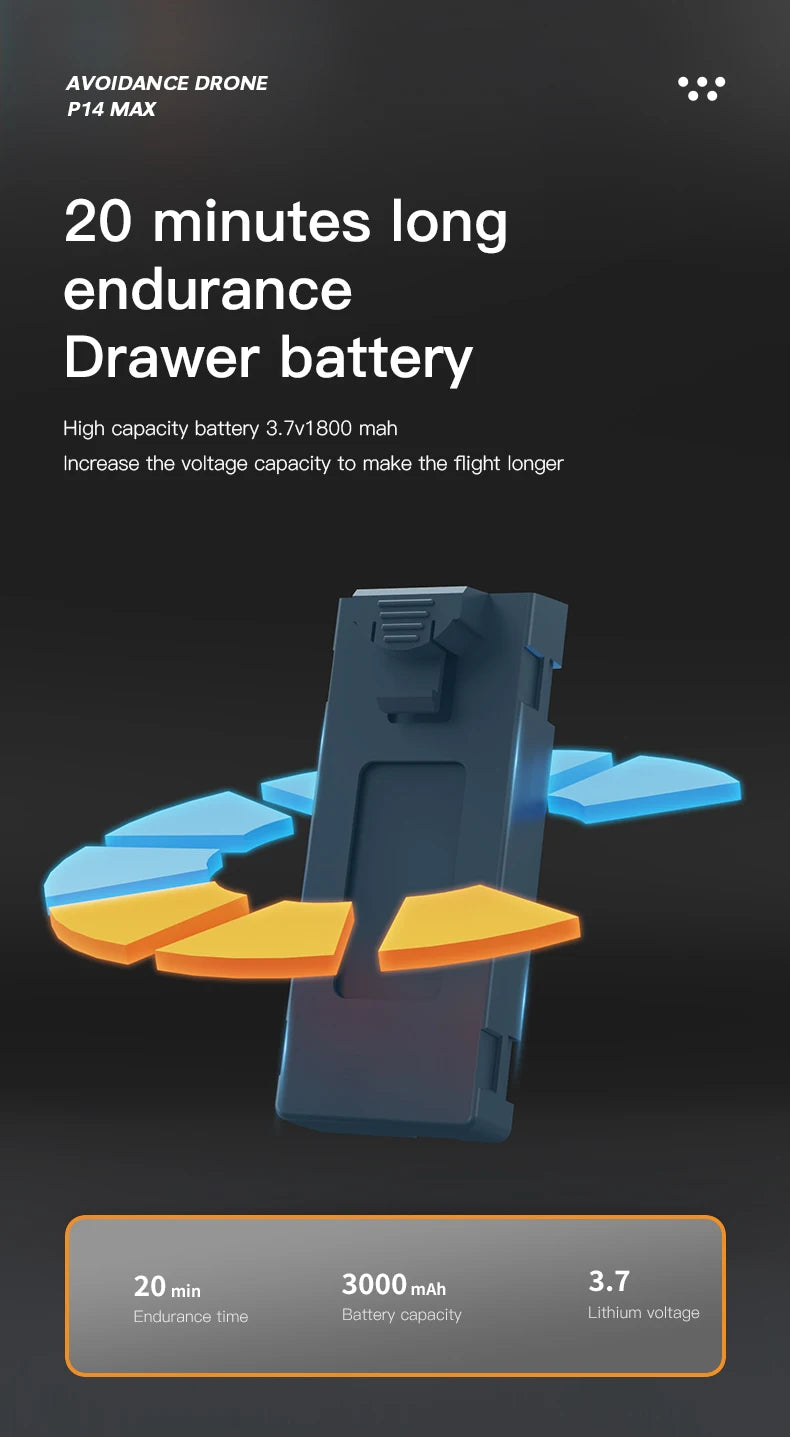 P14 Drone, avoidance drone p14 max 20 minutes long endurance drawer battery high
