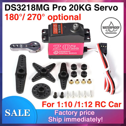 Dsservo DS3218 PRO - 20KG 180 ° 270 ° Servo étanche 1/8 1/10 Servo numérique à engrenage métallique haute vitesse pour 1/8 1/10 voitures RC