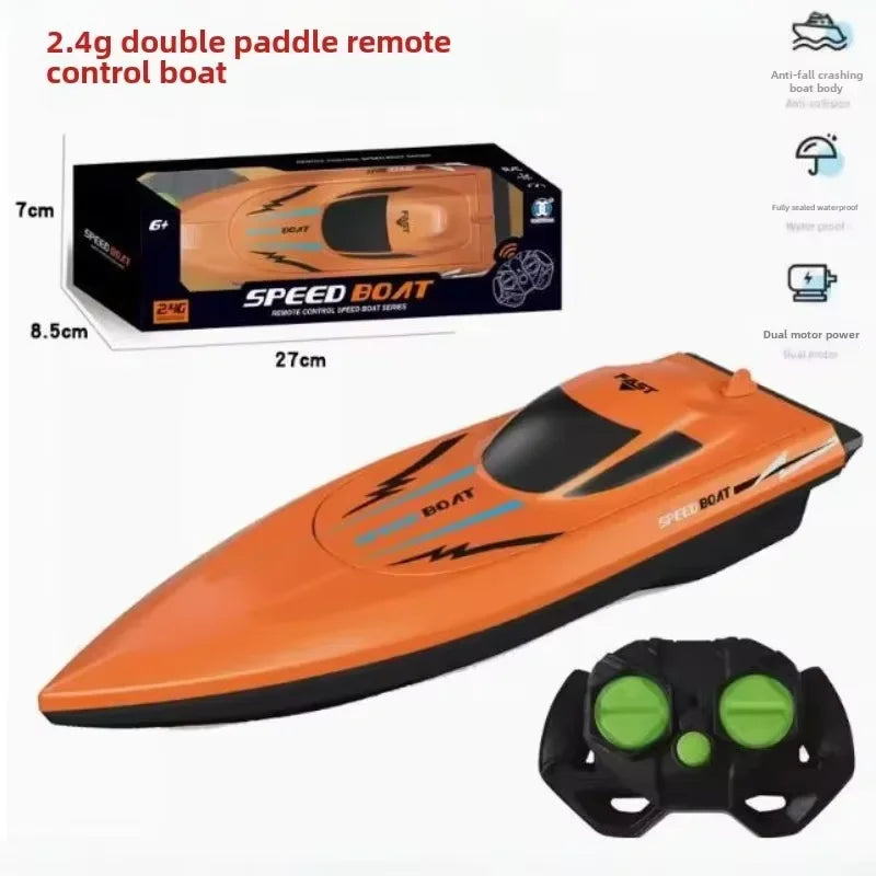 RC Boat, 2.4G remote control speed boat, dual motor, waterproof, ABS body, AA battery powered