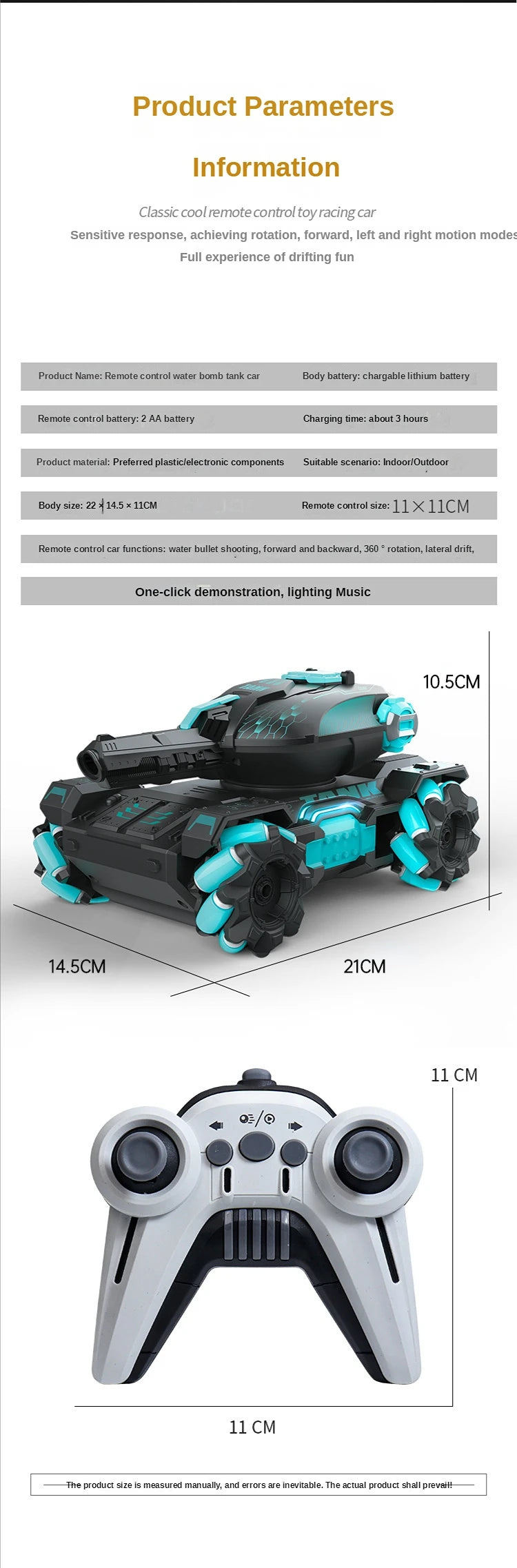 RC Car, Suitable scenario: indoorloutdoor Body size: 22 * 14.5 11CM Remote control