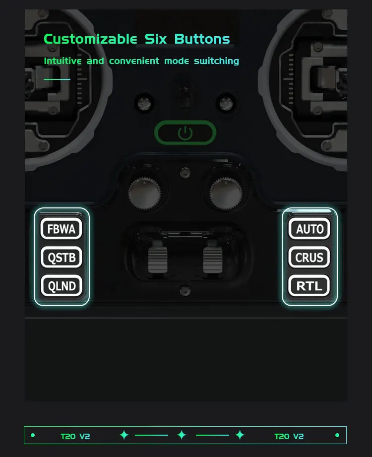 Jumper T20S T20 V2 - 2.4G 915MHz 1W RDC90 HALL VS-M Full Size Radio Remote Control Edgetx ELRS 18 Jumper T20S T20 V2, Customizable Six Buttons FBWA AUTO QSTB CRUS QL