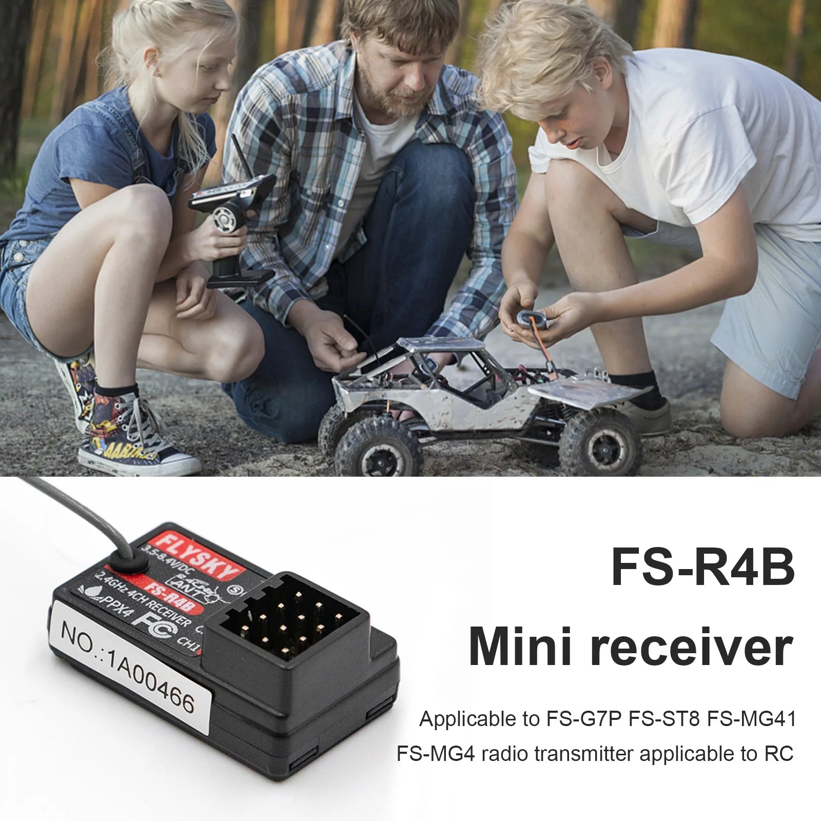 Flysky FS-R4B 4CH 2.4G Digital Receiver, RI FS-R4B Mini receiver Applicable to RS-GZ