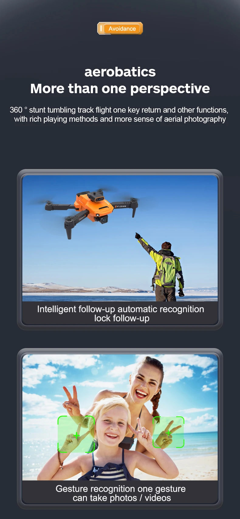 KBDFA NEW P7 Mini Drone - 4k Camera Drone FPV Obstacle Avoidance Professional Quadcopter RC Helicopter Drone Children's Toy Gift 43 KBDFA NEW P7 Mini Drone, avoid aerobatics more than one perspective 360 stunt tumbling