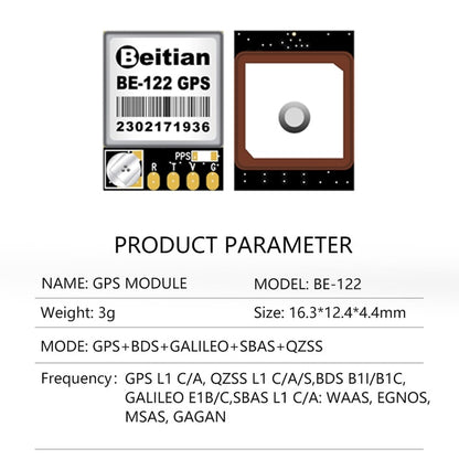 Beitian BE-122 GPS 2302171936 PPS PRODUCT PARAMETER