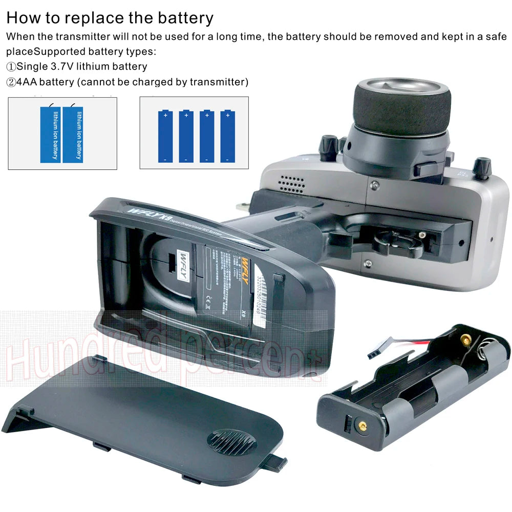 WFLY X9 Radio Remote Controller, the transmitter will not be used for a long time, the battery should be removed and kept