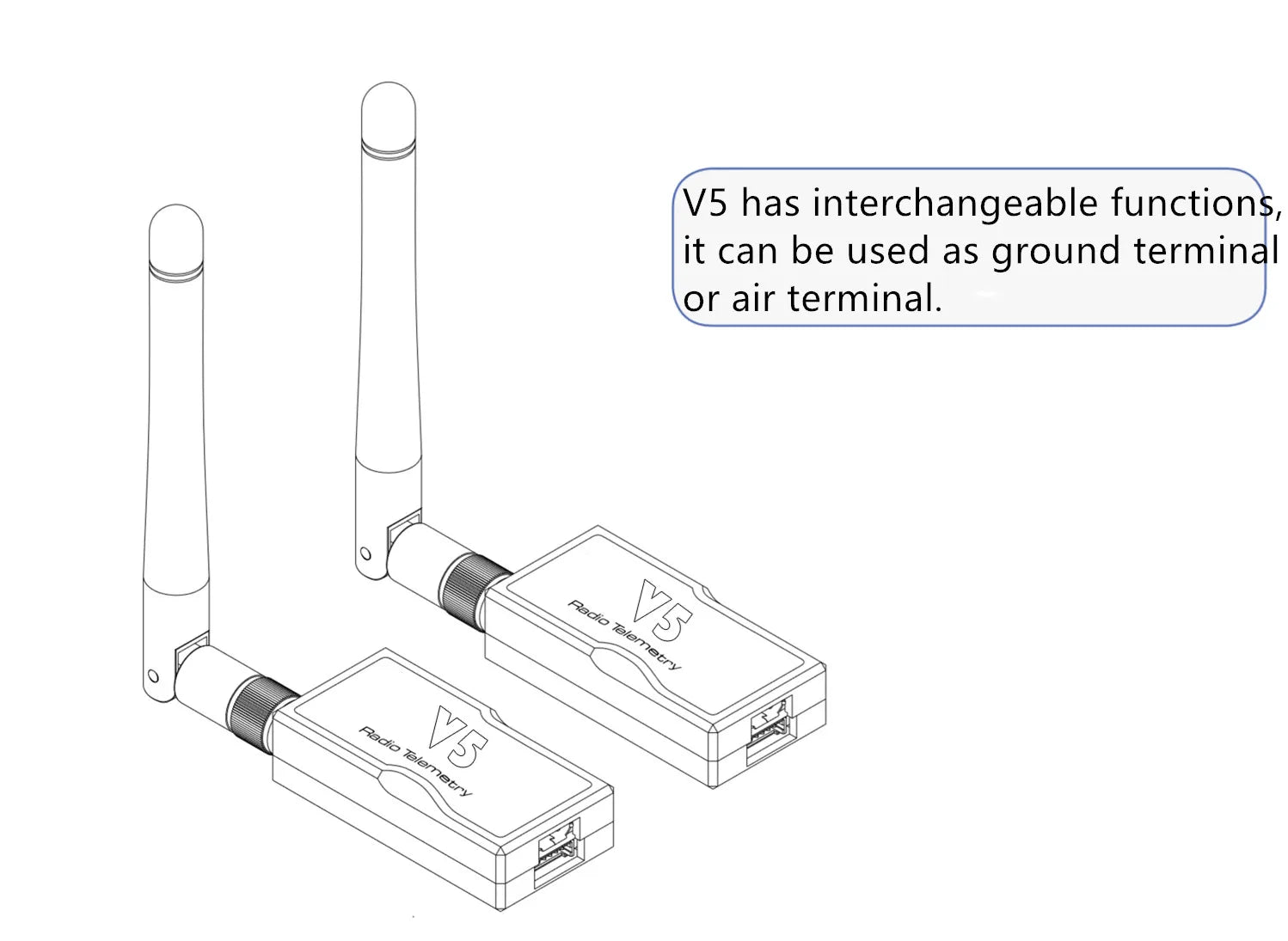 3DR Radio V5 Telemetry, V5 has interchangeable functions, it can be used as ground terminal or air terminal .