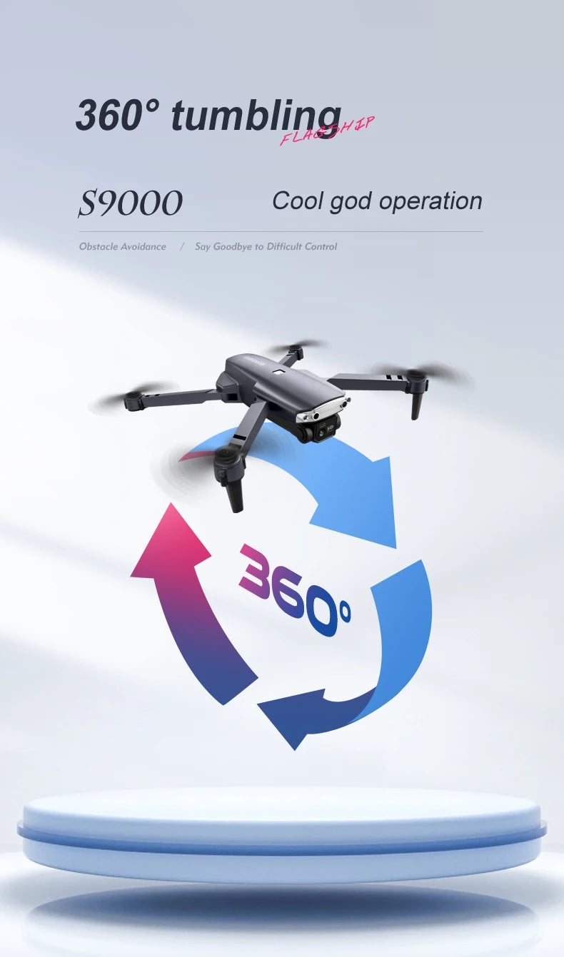 S9000 Drone - Aerial Photography 4K HD Obstacle Avoidance Dron with Camera Optical Flow Positioning Folding Guadcopter Mini Drones 26 S9000 Drone, 360p tumbling s9000 cool god operation obstacle avoid