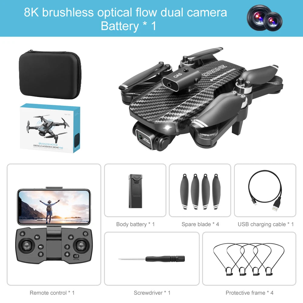 V162 Drone, 8K brushless optical flow dual camera Battery 1 8p COSTACLE #OOM