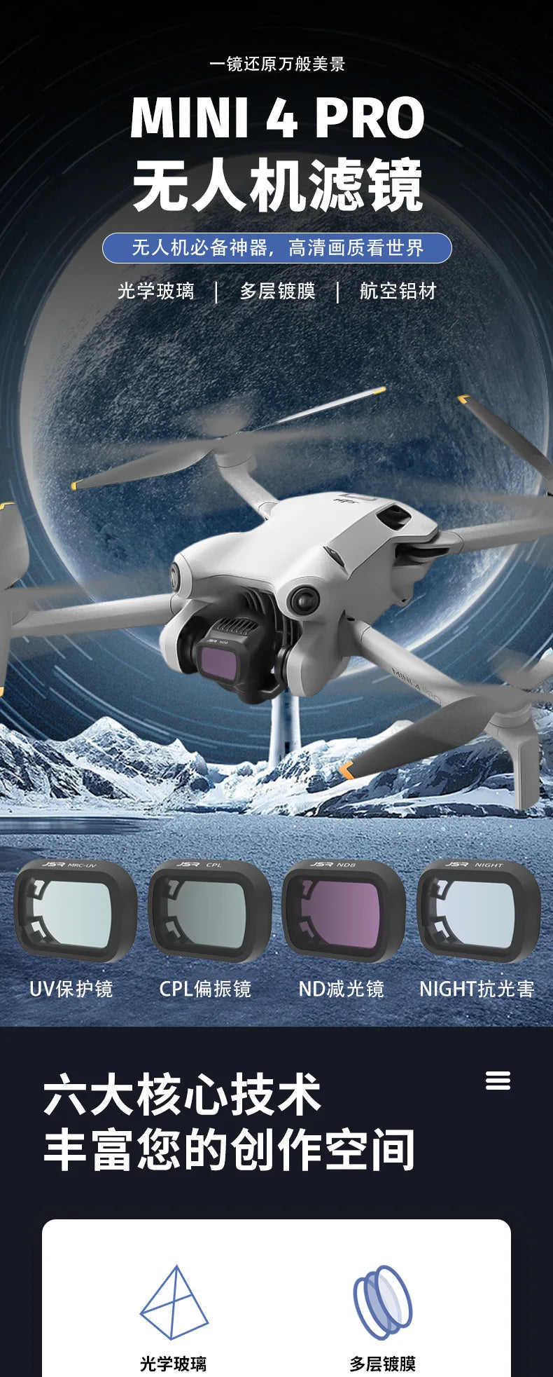 For DJI Mini 4 Pro filter - UV lens protection CPL polarization, ND8 light reduction, mini 4 Pro drone UV lens 24 For DJI Mini 4 Pro filter, DJI Mini 4 Pro filter - UV