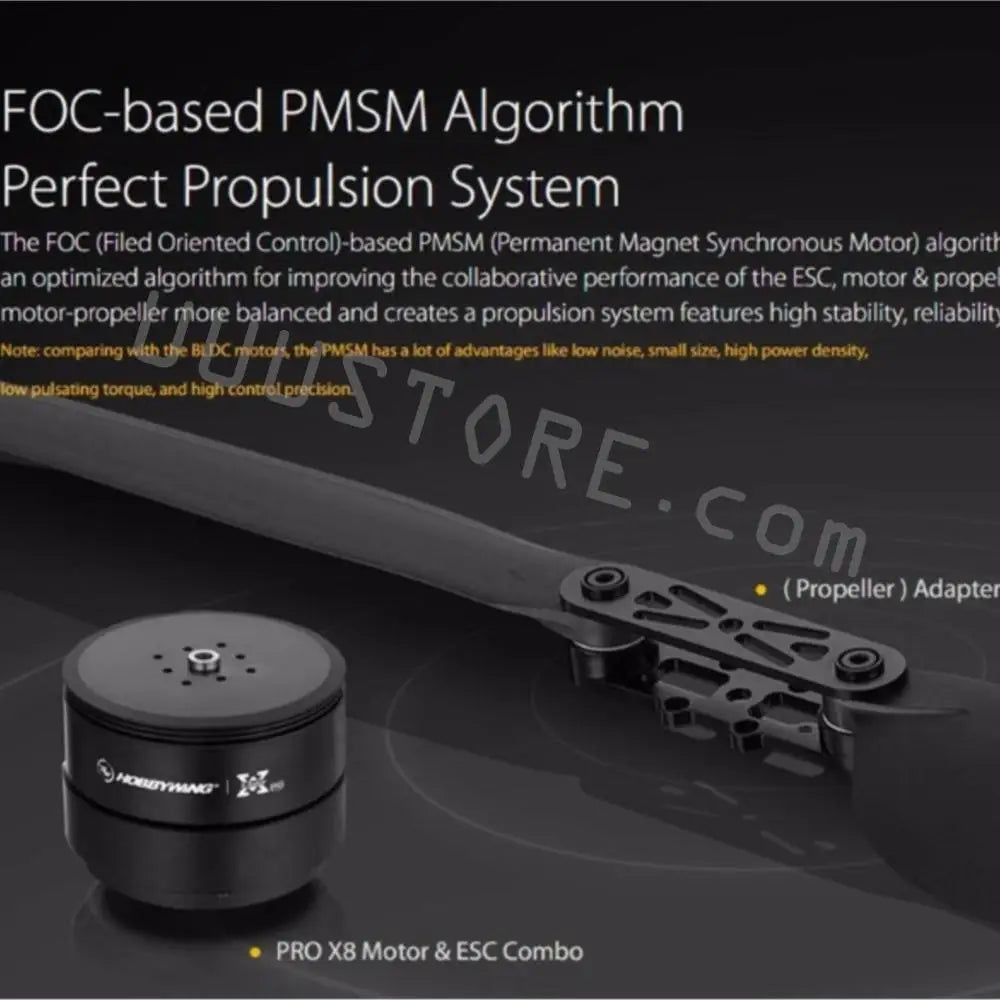 Hobbwing X8 Series Power System - CW / CCW FOC Power System Suitable For 4-Axis 10L / 6-Axis 16L Agriculture Drone 12 Hobbwing X8 Series Power System, FOC-based PMSM Algorithm improves the collaborative performance of the ESC