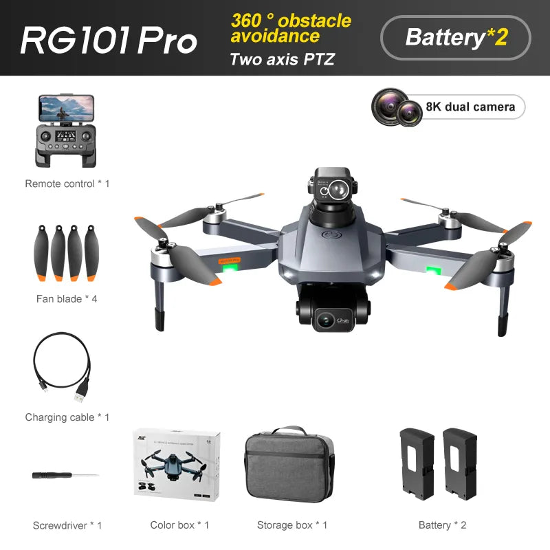 RG101 PRO Drone, RGIOI Pro avoidance Battery*2 Two axis