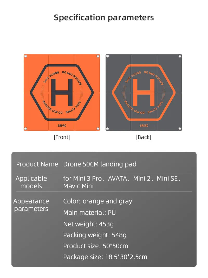 Foldable Landing Pad for DJI Mavic Mini 1/2/3 Pro/AVATA/Holy Stone/SJRC Drone Parking Apron Pad Mat Drone Accessories 50CM*50CM 10 Foldable Landing Pad, Drone SOCM landing Applicable for Mini 3 Pro , AVATA ,