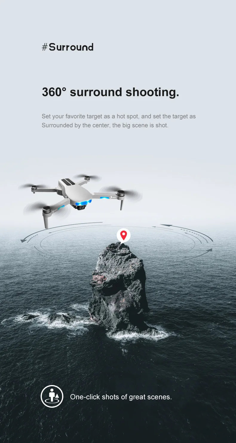 2023 New LU3 Max GPS Drone, #Surround3609 surround shooting: One-click shots of