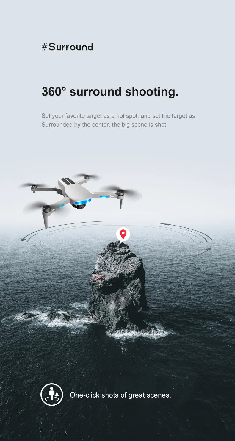 2023 New LU3 Max GPS Drone - 8K HD Dual Camera 5G Wifi FPV Optical Flow Brushless Motor Folding Quadcopter RC Distance 800M Gift Toys Professional Camera Drone 31 2023 New LU3 Max GPS Drone, #Surround3609 surround shooting: One-click shots of