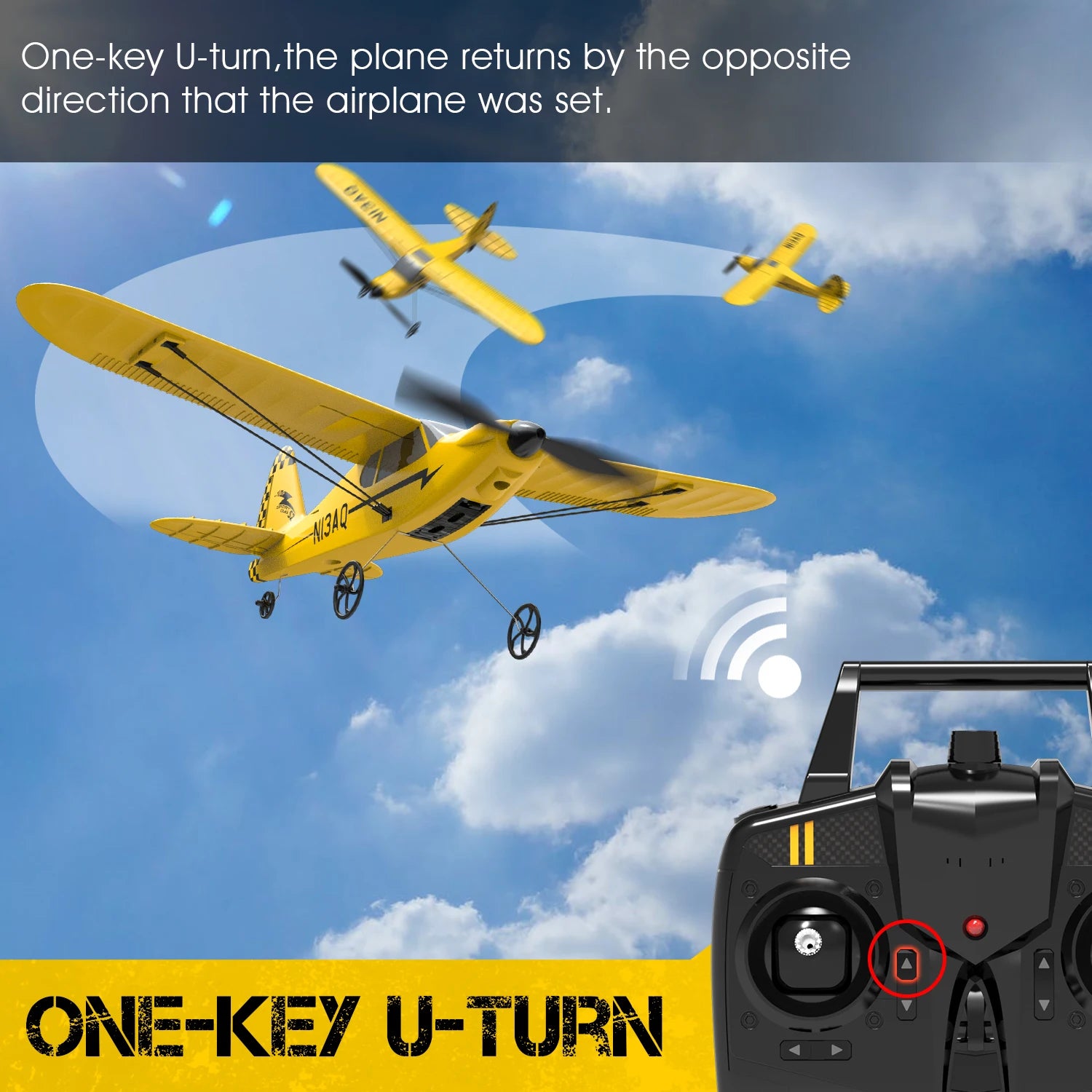 EPP 400mm RC Plane, one-key U-turn,the plane returns by the opposite direction that the airplane was set