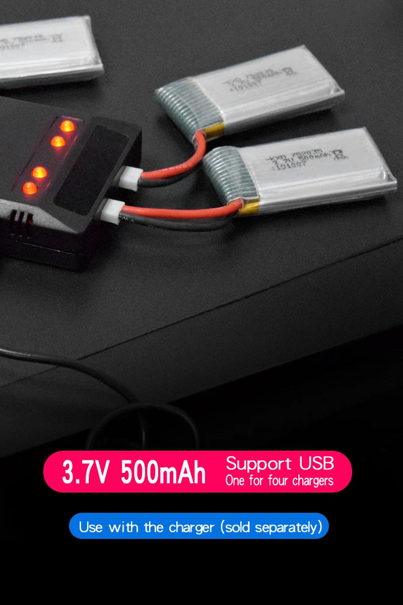 0 03 3.7V 500mAh Support USB One for four chargers Use with the charger