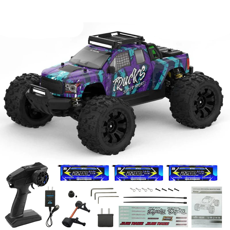 Teeggi PT14R/MT14R 1/14 4WD Rc Car – 100KM/H Brushless 3S, 2.4GHz, IPX6 ESC, Metal Shocks, 150M Range, Ready-to-Go Off-road Truck