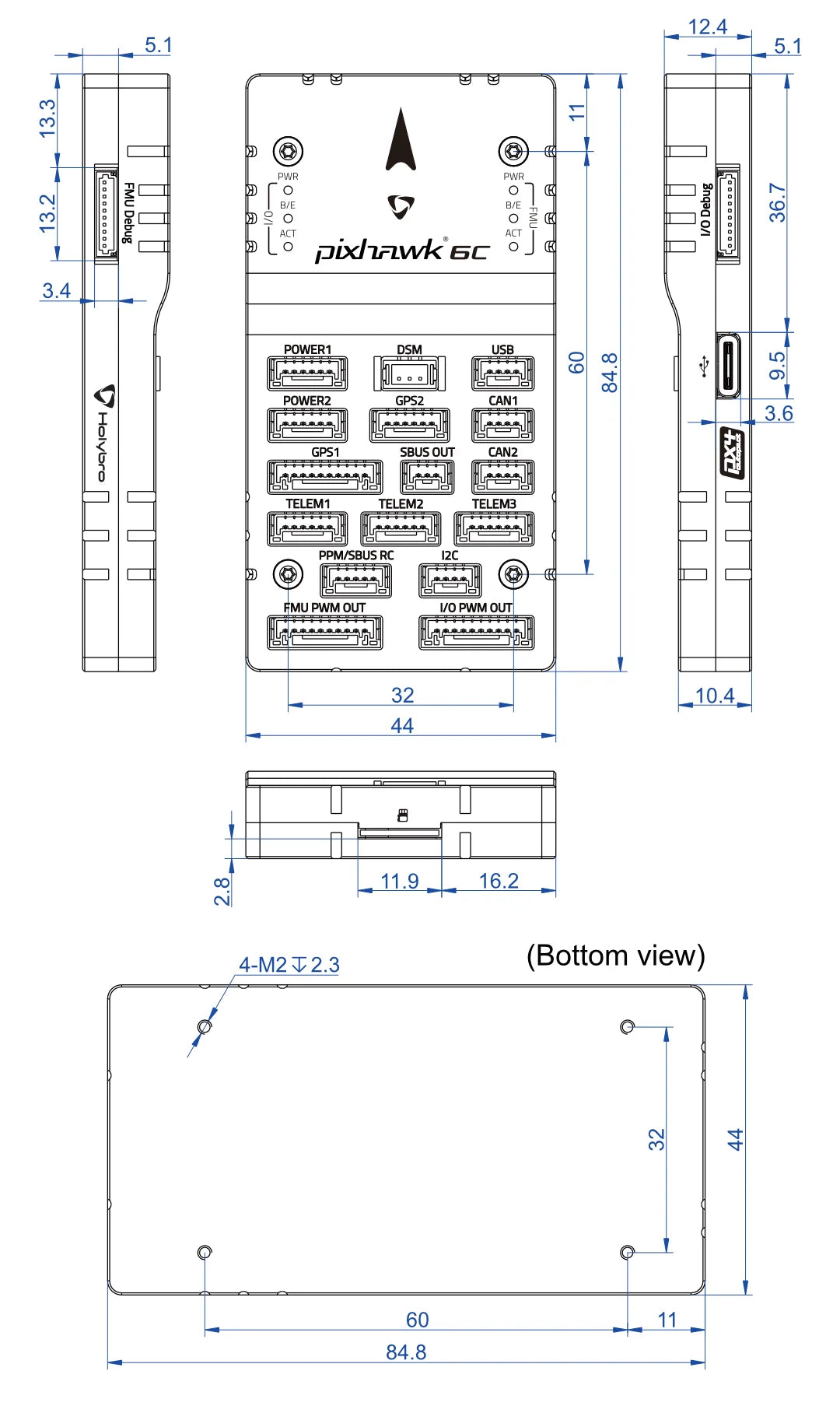Holybro Pixhawk 6C Autopilot Flight Controller - (Aluminum / Plastic Case) PM02 PM07 P06 Power Module With M8N M9N M10 GPS for RC Multirotor Airplane Drone 36 Holybro Pixhawk 6C Autopilot Flight Controller, Pixhawk® 6C's H7 microcontroller contain the Arm® Cortex