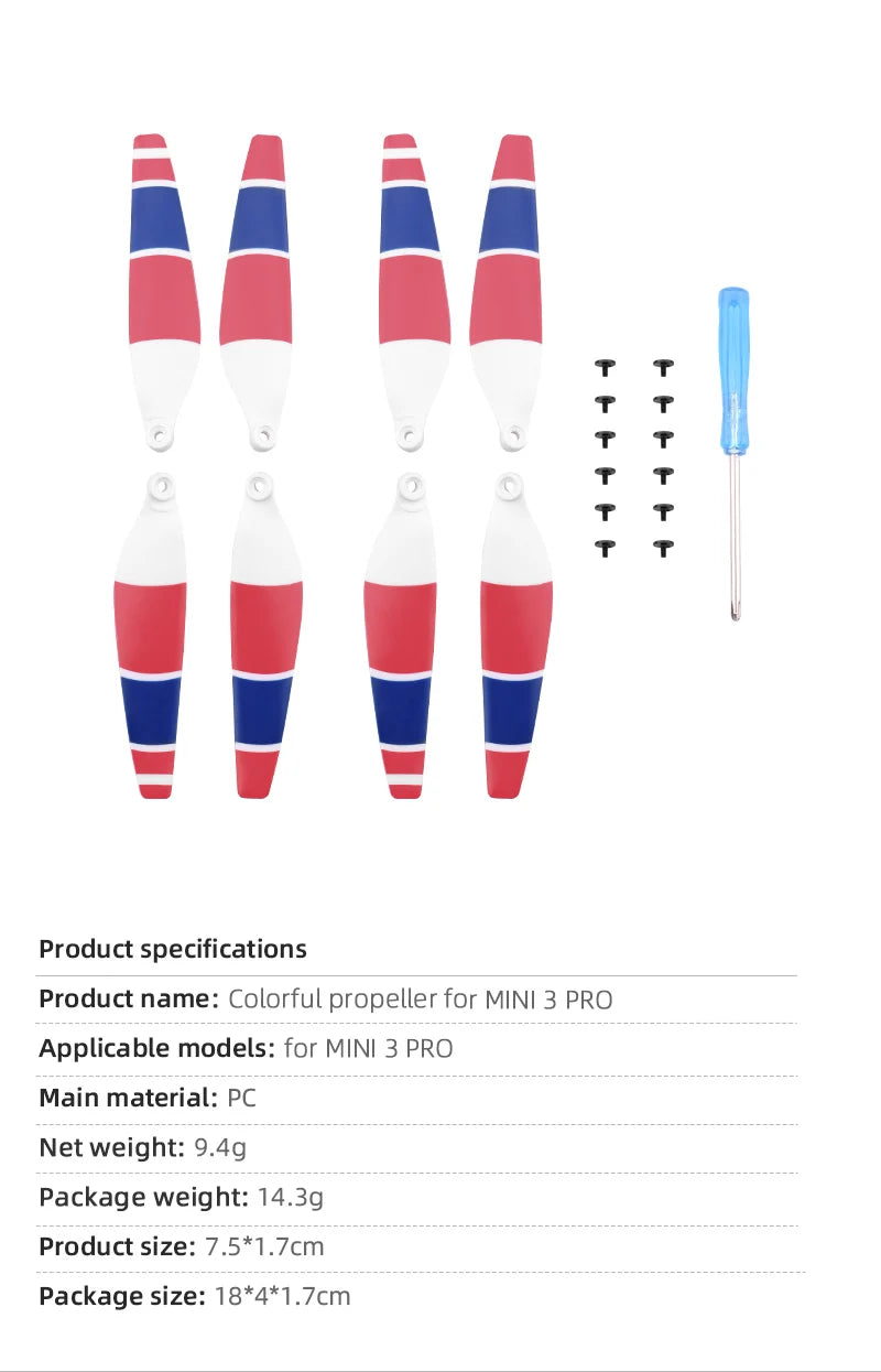 16PCS Replacement Propeller for DJI Mini 3 PRO Drone 6030Light Weight Props Blade Wing Fans Accessories Spare Parts Screw Kits 25 16PCS Replacement Propeller, U Product name: Colorful propeller for MINI 3 PRO Applicable models: for MINI