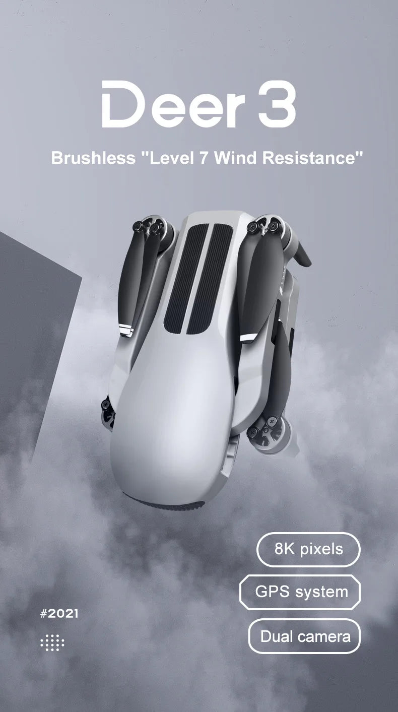 2023 New LU3 Max GPS Drone - 8K HD Dual Camera 5G Wifi FPV Optical Flow Brushless Motor Folding Quadcopter RC Distance 800M Gift Toys Professional Camera Drone 20 2023 New LU3 Max GPS Drone, Deer 3 Brushless "Level 7 Wind Resistance" 8K pixels
