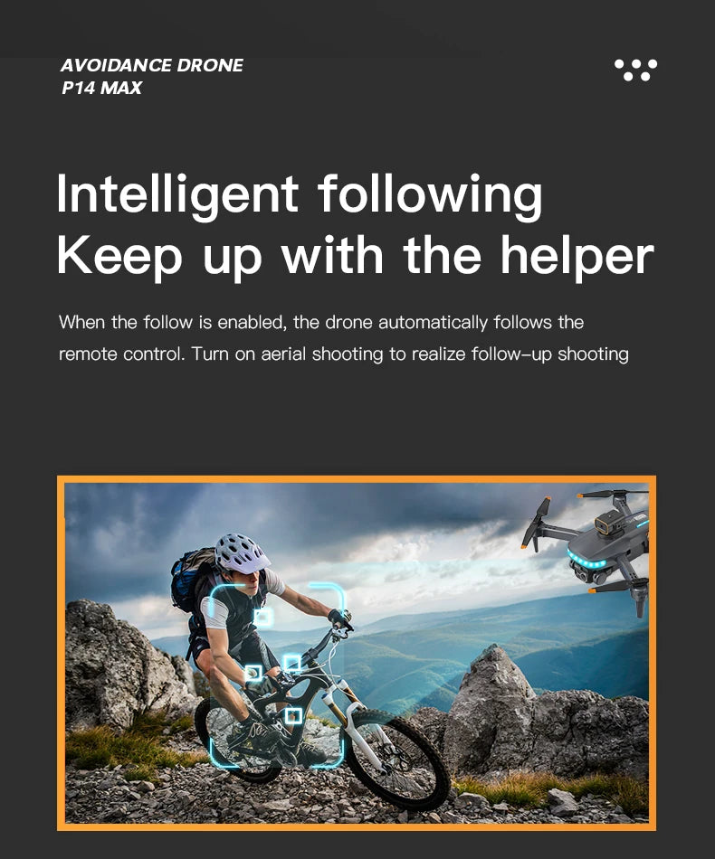 P14 Drone, drone p14 max intelligent following keeps up with the helper when