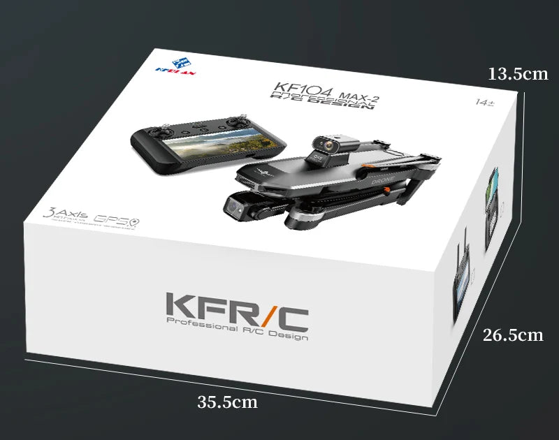 KF104 MAX2 Drone, High-tech drone with 4K cam, 3-axis gimbal, and obstacle avoidance features.