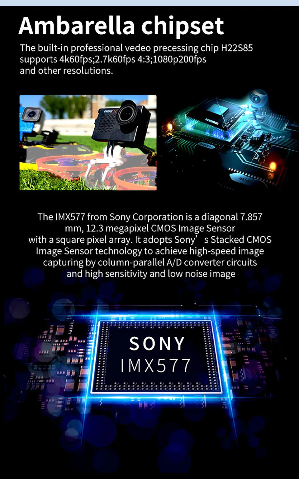 Hawkeye Firefly X LITE II 4K Naked Camera, the IMX577 from Sony Corporation is a diagonal 7.857 mm,