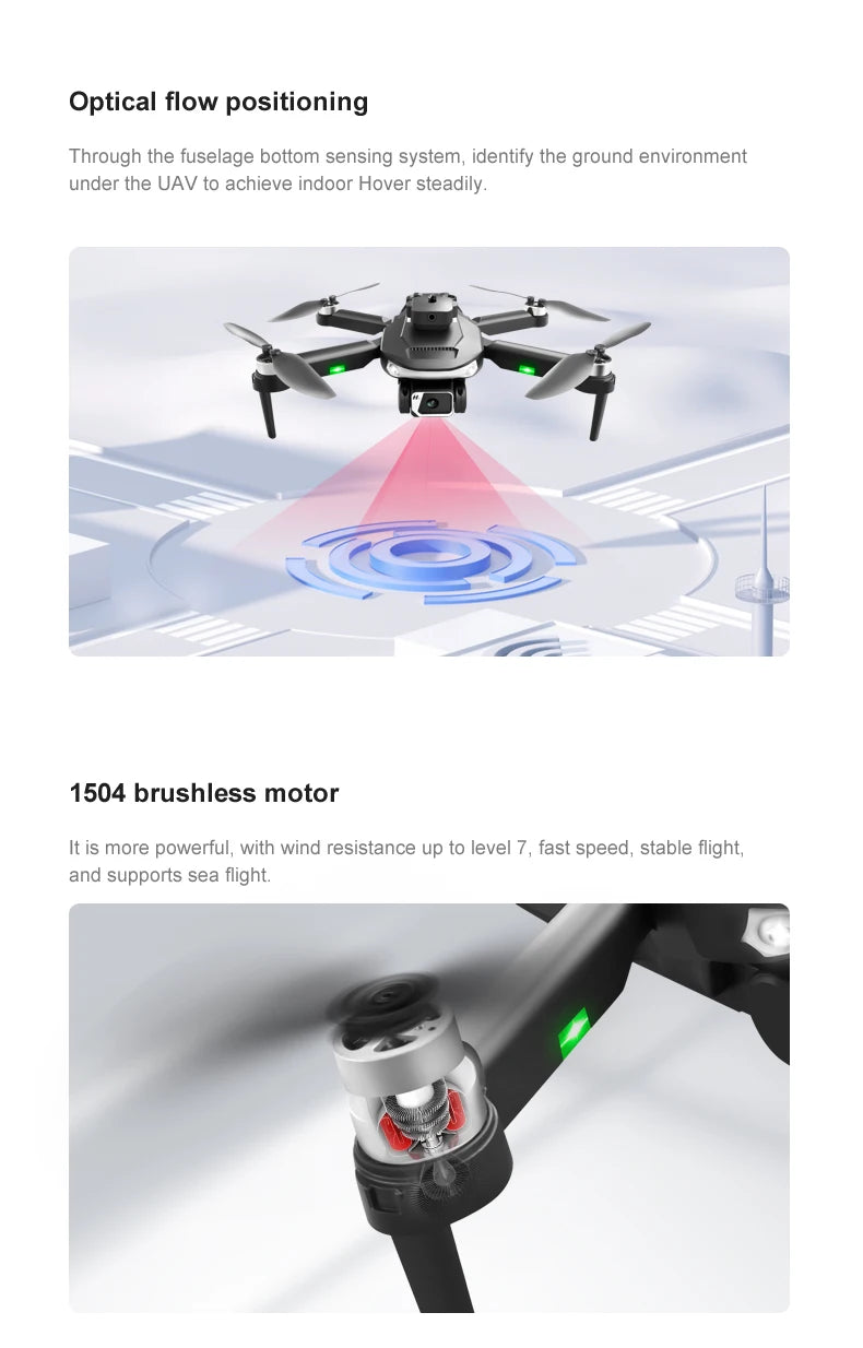 LU20 Drone, 1504 brushless motor it is more powerful, with wind resistance up