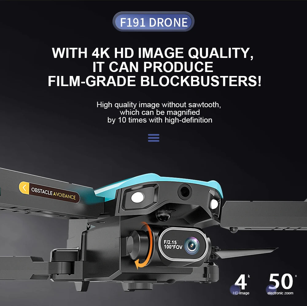 F191 Mini Drone - 4K Dual Camera Wifi FPV Four Sides Infrared Obstacle Avoidance One-key Take-off and Landing Folding Quadcopter 30 F191 Mini Drone, f191 drone can produce film-grade blockbustersi