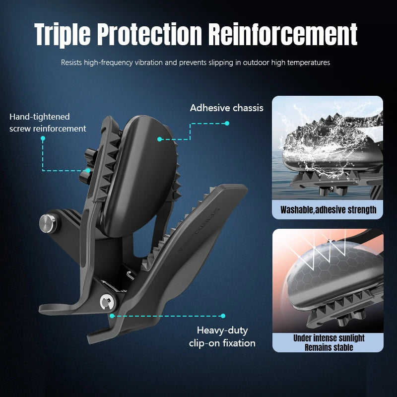 STARTRC Motorcycle Helmet Chin Mount Clip Bracket, Triple protection: screw, adhesive, clip-on; washable and sunlight-stable.