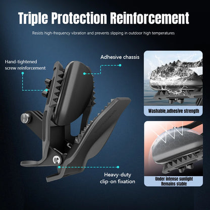 STARTRC Motorcycle Helmet Chin Mount Clip Bracket, Triple protection: screw, adhesive, clip-on; washable and sunlight-stable.
