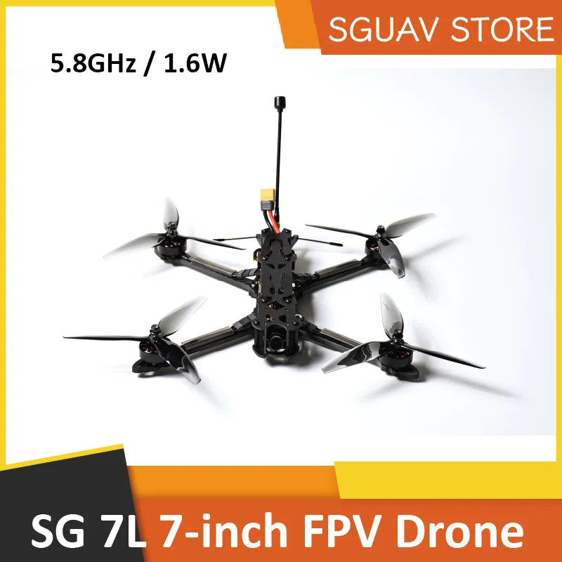 RCDrone SG 7L 7inch FPV, The RCDrone SG 7L has a 5.8GHz transmission, 2kg payload capacity, and super long range up to 7km.