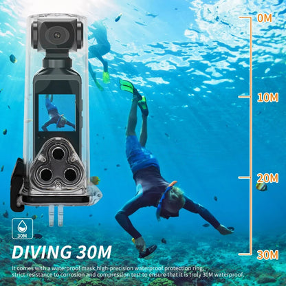 4K HD Pocket Action Camera, OM 10M 20M 30M DIVING comes with a waterproof mask .
