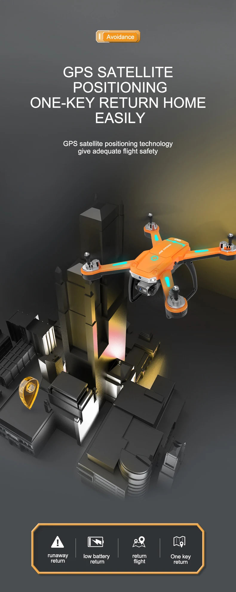 A19 Pro Drone - 2023 New GPS Professionele Dual Hd Camera Optische Stroom Positionering Vermijden Opvouwbare Quadcopter Rc Speelgoed 20 A19 Pro Drone, gps satellite positioning technology give adequate flight safety runaway low