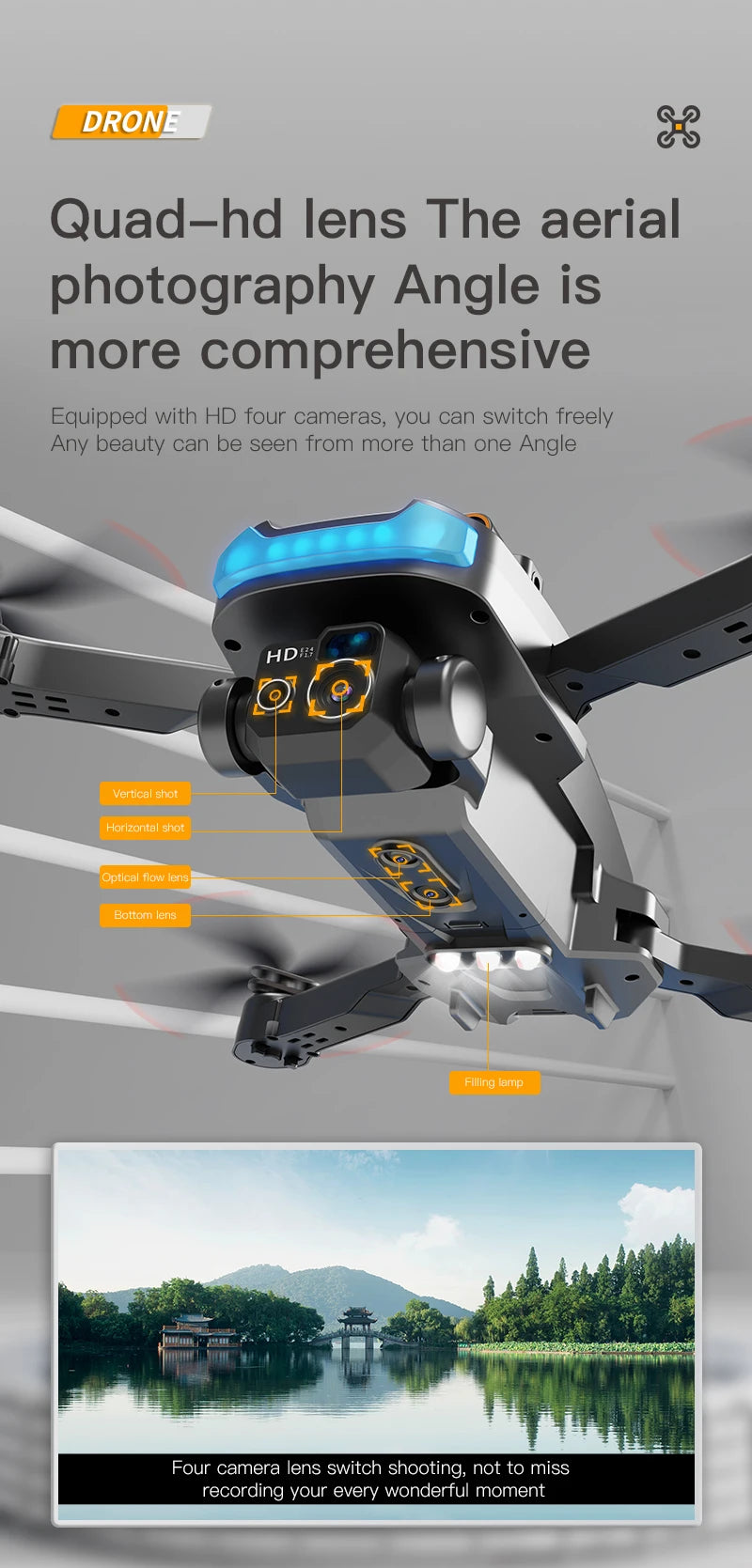 P15 Drone, dronl quad-hd lens the aerial photography angle is more