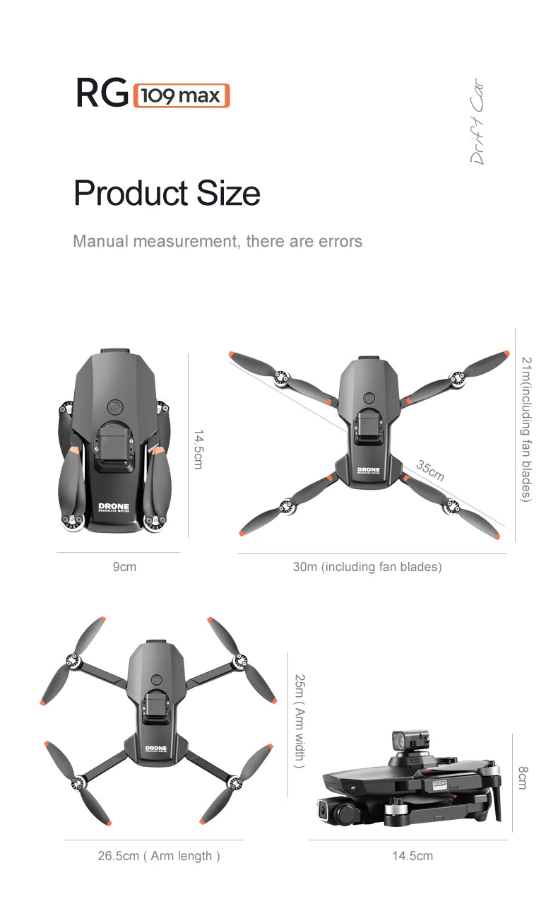 RG109 PRO MAX GPS Drone - RC Distance 1200M Professional Obstacle Avoidance 4K HD Dual HD Camera Brushless Foldable Quadcopter Professional Camera Drone 43 RG109 PRO MAX GPS Drone
