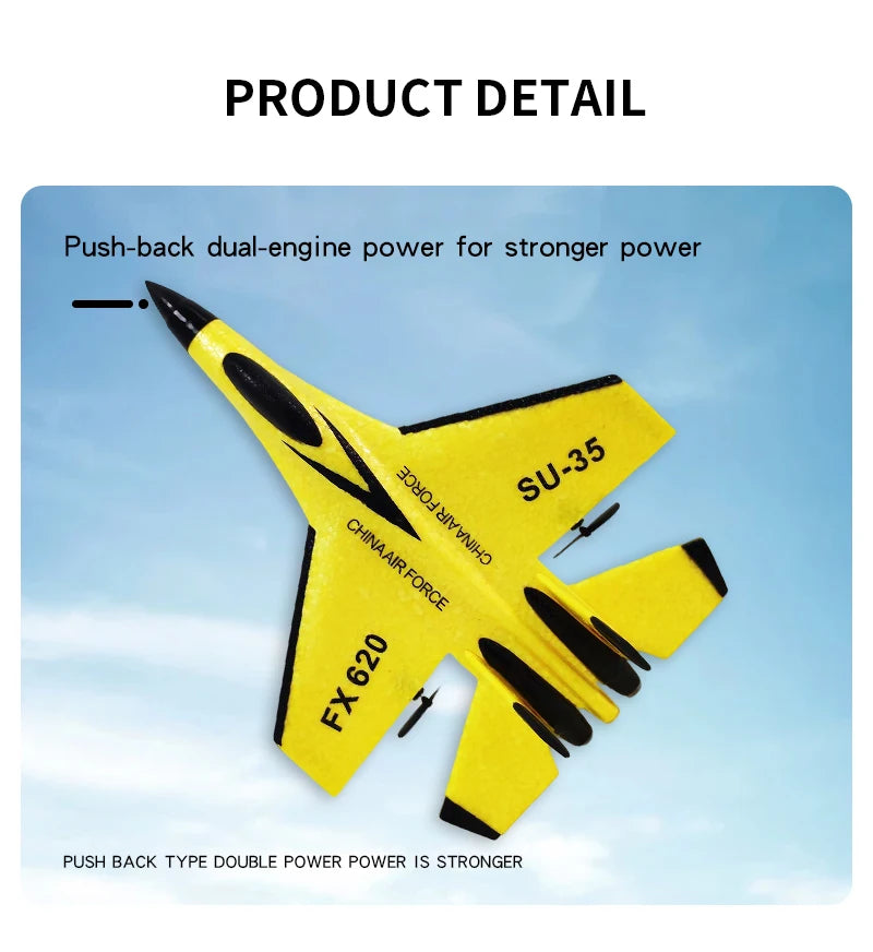 SU-35 Plane RC Foam Aircraft , PUSH BACK TYPE DOUBLE POWER POWER IS STRONGER