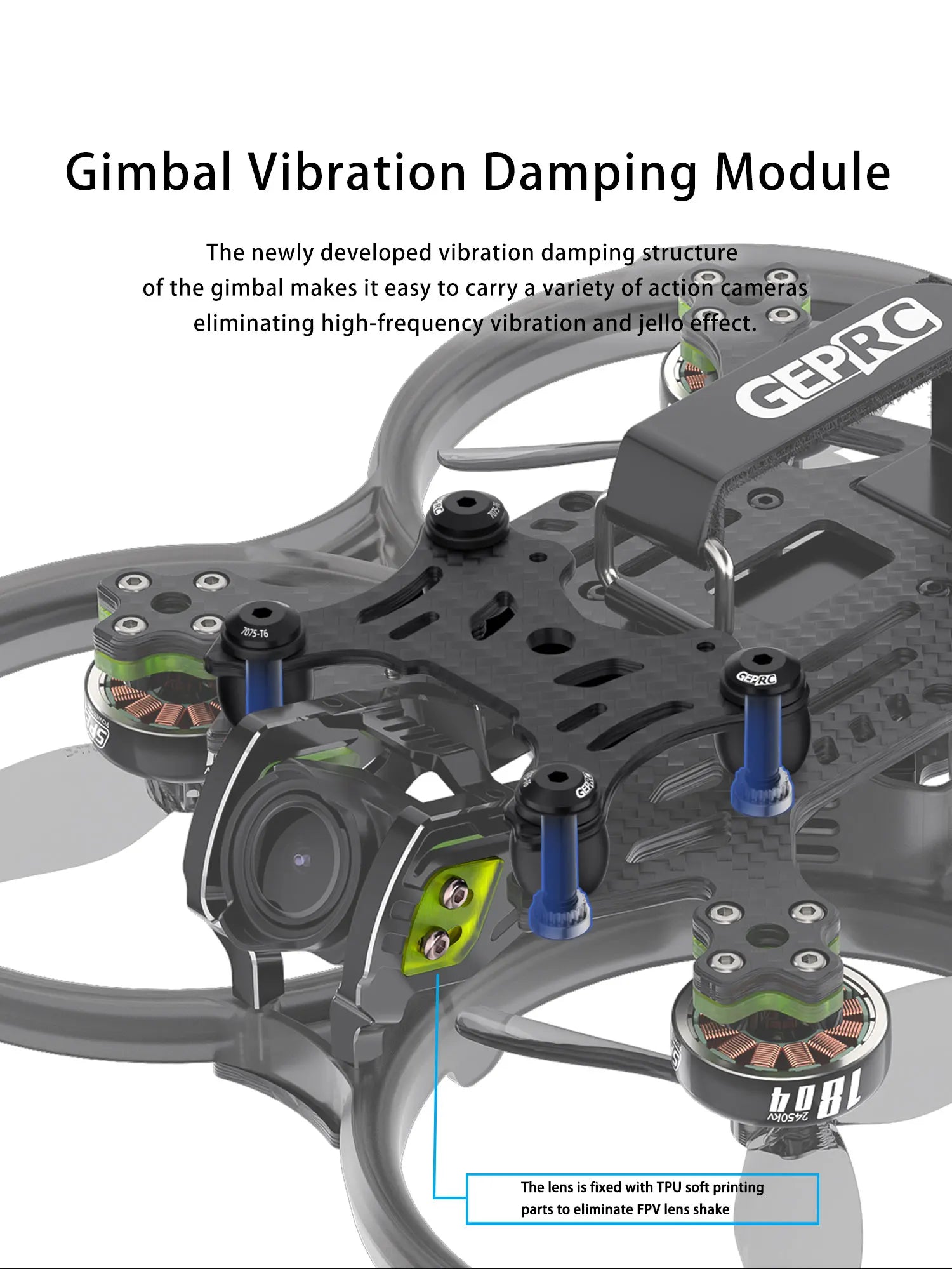GEPRC Cinebot30 FPV Drone HD O3 System 6S 2450KV VTX O3 Air Unit 4K 60fps Video 155 Wide-angle RC FPV Quadcopter Freestyle Drone 12 GEPRC Cinebot30 FPV Drone, gimbal's vibration damping structure eliminates high-frequency vibration and j