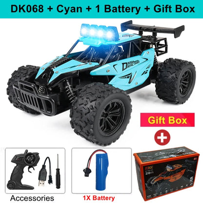 Samochód zdalnie sterowany 4WD DK087 RC Drift Racing 1:16 Off Road, stop aluminium, 2.4G, szybkie ciężarówki z LED, wspinaczka, idealny prezent dla dzieci