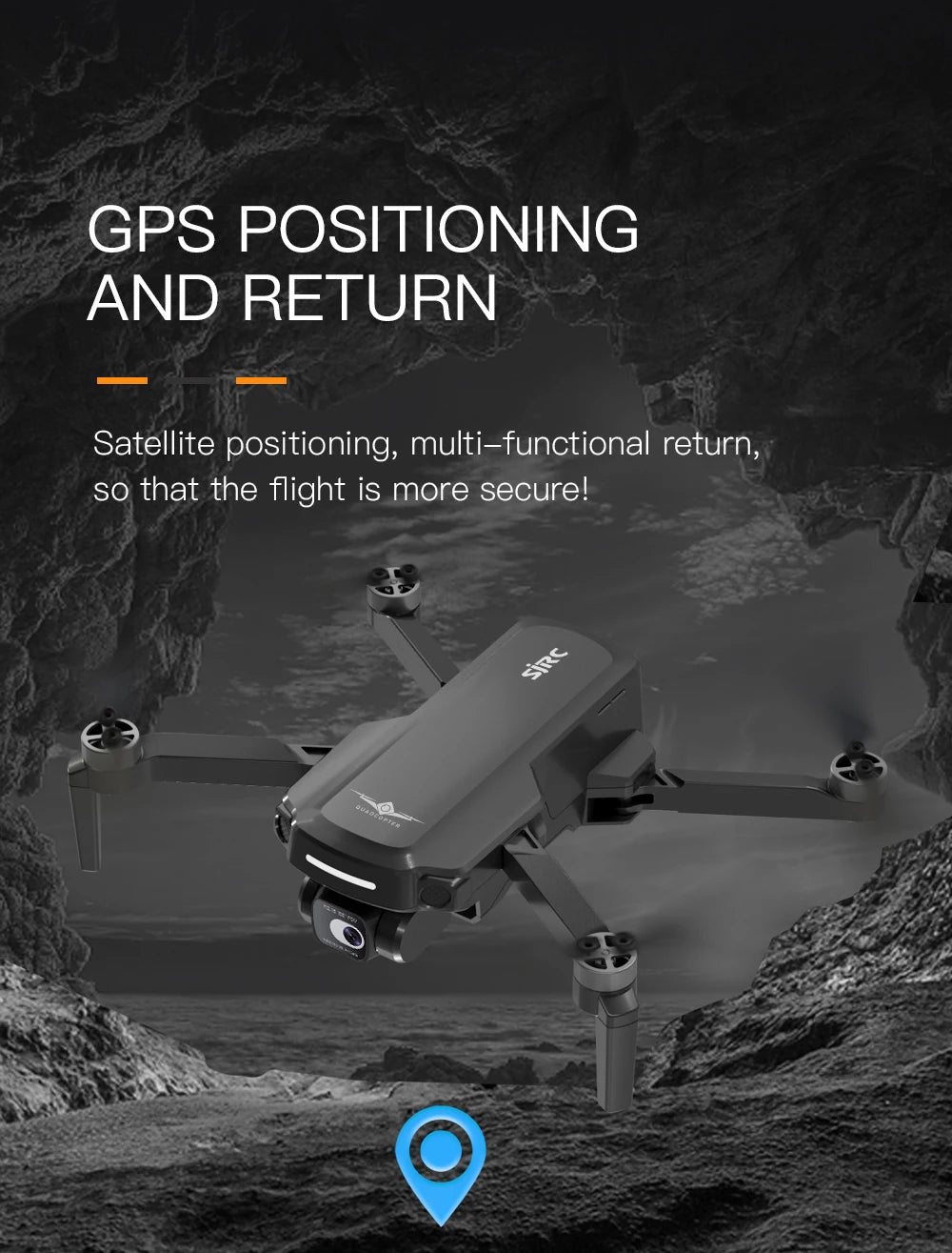 SJRC F5S PRO Drone, Equipped with GPS satellite positioning and multiple functional return modes for increased security and safety during flights.