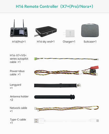 CUAV Black H16 HD 10km Video Transmission Telemetry, H16-X7+/VS+ series autopilot cable x1 Power+s