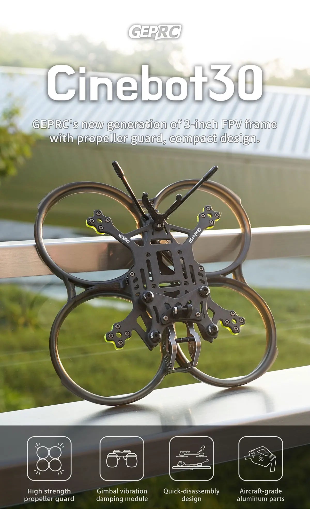 GEPRCIs new generation of 3-inch FPV frame with propeller guard 