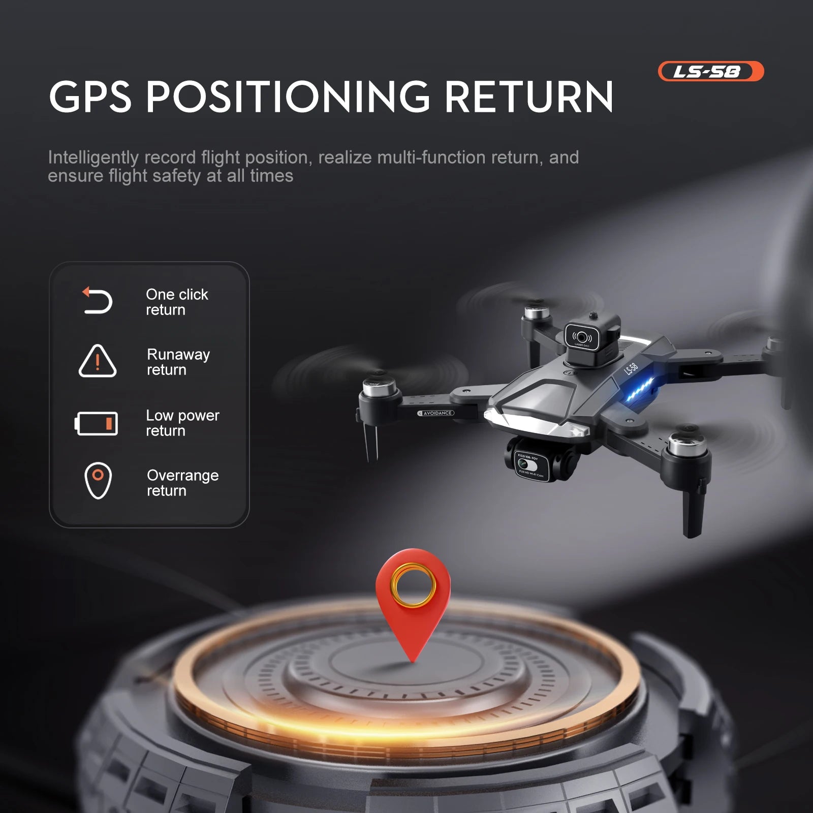 LS58 Drone - 4K CameraFPV GPS 5G WIFI Professional Foldable Quadcopter 1.2 KM Range Remote Control Helicopters Toy Gift 35 LS58 Drone, ls-5o gps positioning return intelligently record
