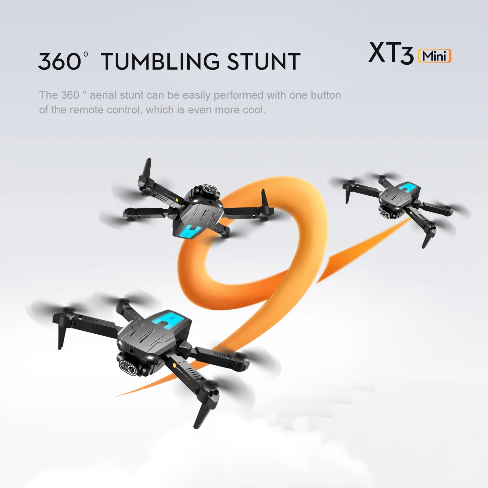 XT3 Drone - 4K Dual Camera Obstacle Avoidance Optical Flow Positioning Foldable Quadcopter Toys Gifts 36 XT3 Drone, the 360 aerial stunt can be easily performed with one button of the remote